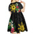 Tropical Hawaii and Philippines Kid Short Sleeve Dress Kanaka Maoli and Sun Badge Batok Tattoo Colorful