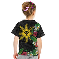 Tropical Hawaii and Philippines Kid T Shirt Kanaka Maoli and Sun Badge Batok Tattoo Colorful