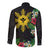 Tropical Hawaii and Philippines Long Sleeve Button Shirt Kanaka Maoli and Sun Badge Batok Tattoo Colorful