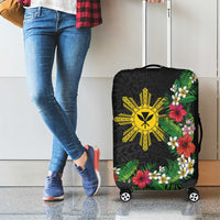 Tropical Hawaii and Philippines Luggage Cover Kanaka Maoli and Sun Badge Batok Tattoo Colorful