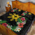Tropical Hawaii and Philippines Quilt Bed Set Kanaka Maoli and Sun Badge Batok Tattoo Colorful