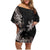 Tropical Hawaii and Philippines Family Matching Off Shoulder Short Dress and Hawaiian Shirt Kanaka Maoli and Sun Badge Batok Tattoo Grayscale