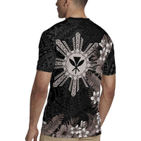Tropical Hawaii and Philippines Rugby Jersey Kanaka Maoli and Sun Badge Batok Tattoo Grayscale