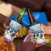 New Zealand Merry Christmas 4 in 1 Can Cooler Tumbler Kiwi Birds Snow Boarding-Vibrant Tropical Flower - Polynesian Pride