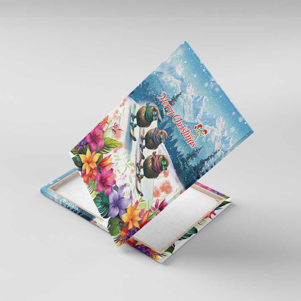 New Zealand Merry Christmas Canvas Wall Art Kiwi Birds Snow Boarding-Vibrant Tropical Flower - Polynesian Pride