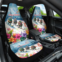 New Zealand Merry Christmas Car Seat Cover Kiwi Birds Snow Boarding-Vibrant Tropical Flower - Polynesian Pride