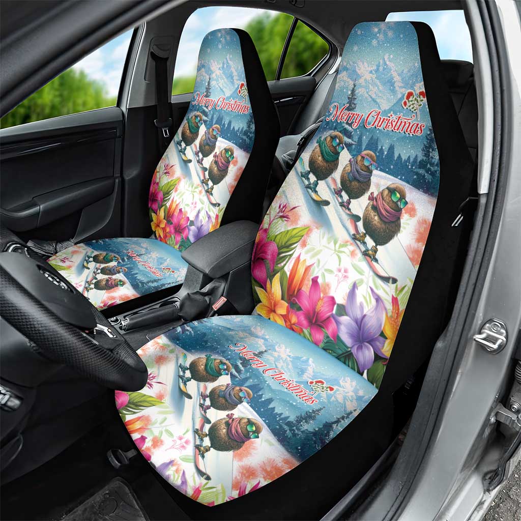 New Zealand Merry Christmas Car Seat Cover Kiwi Birds Snow Boarding-Vibrant Tropical Flower - Polynesian Pride