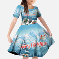 New Zealand Merry Christmas Family Matching Summer Maxi Dress and Hawaiian Shirt Kiwi Birds Snow Boarding-Vibrant Tropical Flower - Polynesian Pride