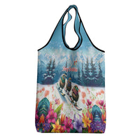 New Zealand Merry Christmas Grocery Bag Kiwi Birds Snow Boarding-Vibrant Tropical Flower - Polynesian Pride