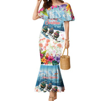 New Zealand Merry Christmas Mermaid Dress Kiwi Birds Snow Boarding-Vibrant Tropical Flower - Polynesian Pride