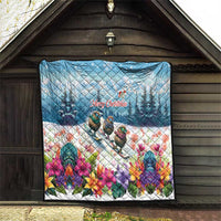 New Zealand Merry Christmas Quilt Kiwi Birds Snow Boarding-Vibrant Tropical Flower - Polynesian Pride