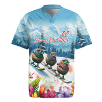 New Zealand Merry Christmas Rugby Jersey Kiwi Birds Snow Boarding-Vibrant Tropical Flower - Polynesian Pride