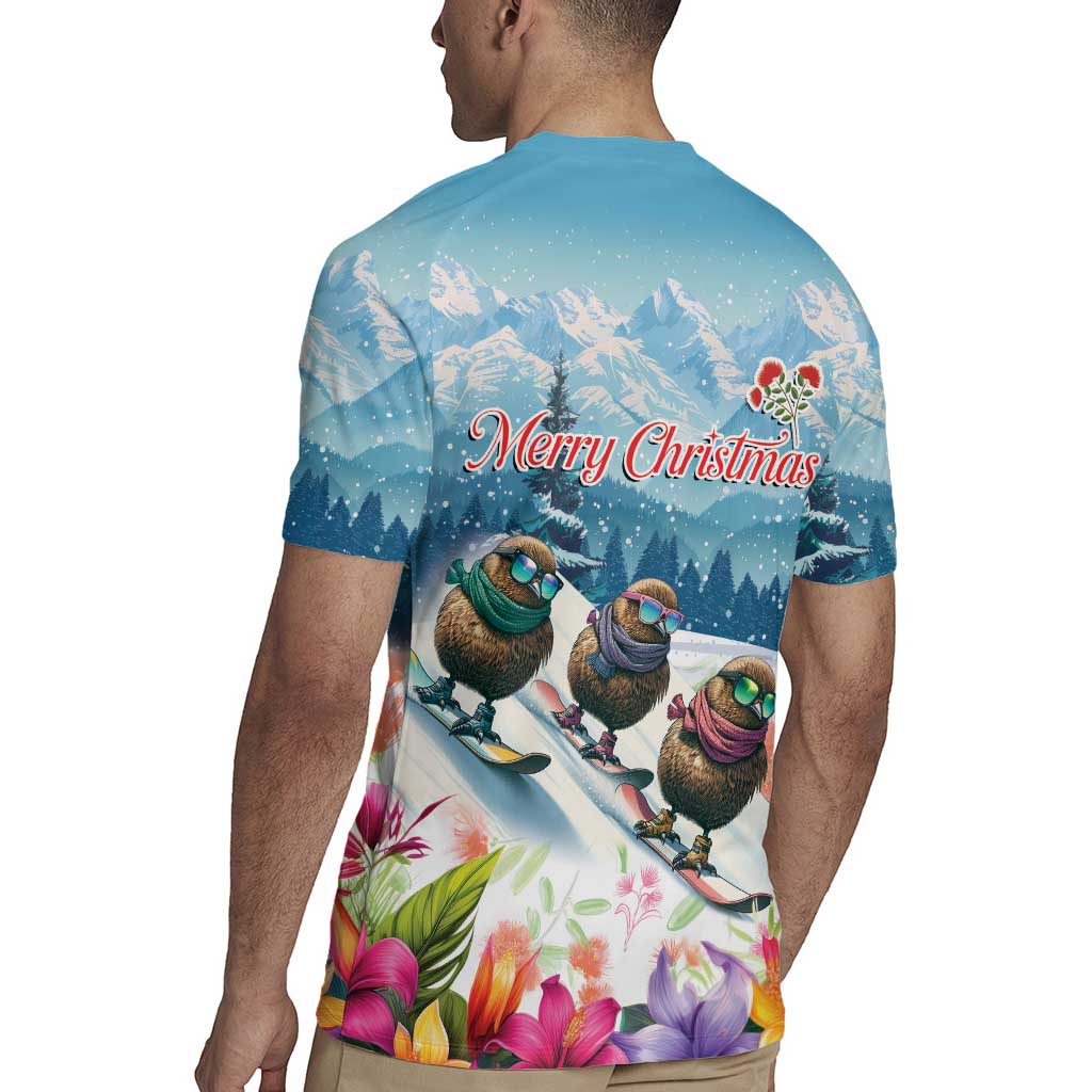 New Zealand Merry Christmas Rugby Jersey Kiwi Birds Snow Boarding-Vibrant Tropical Flower - Polynesian Pride