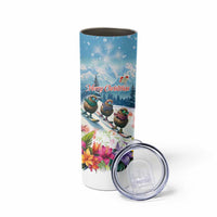 New Zealand Merry Christmas Skinny Tumbler Kiwi Birds Snow Boarding-Vibrant Tropical Flower - Polynesian Pride