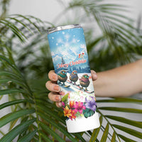 New Zealand Merry Christmas Skinny Tumbler Kiwi Birds Snow Boarding-Vibrant Tropical Flower - Polynesian Pride