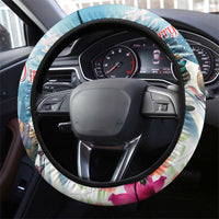 New Zealand Merry Christmas Steering Wheel Cover Kiwi Birds Snow Boarding-Vibrant Tropical Flower - Polynesian Pride