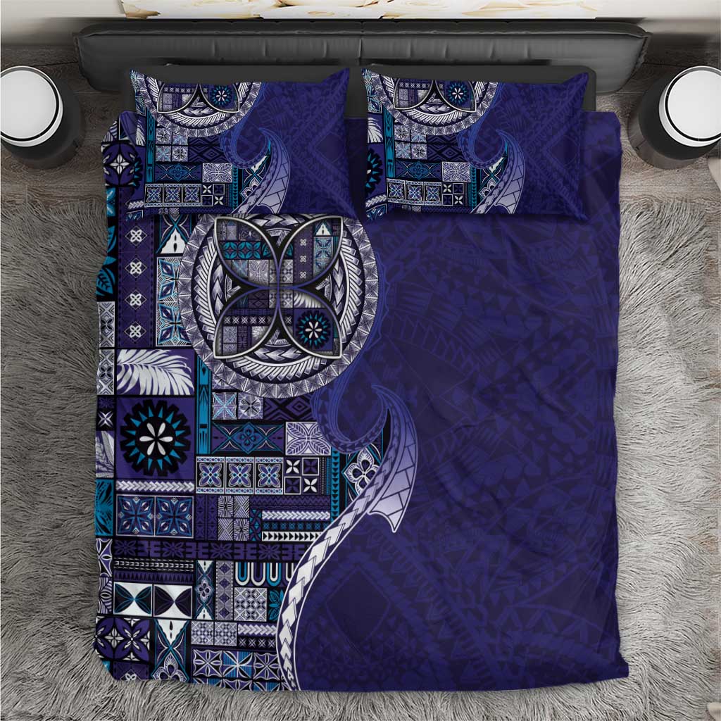Samoan Siapo Art Tattoo Polynesian Pattern Bedding Set Navy Color - Polynesian Pride