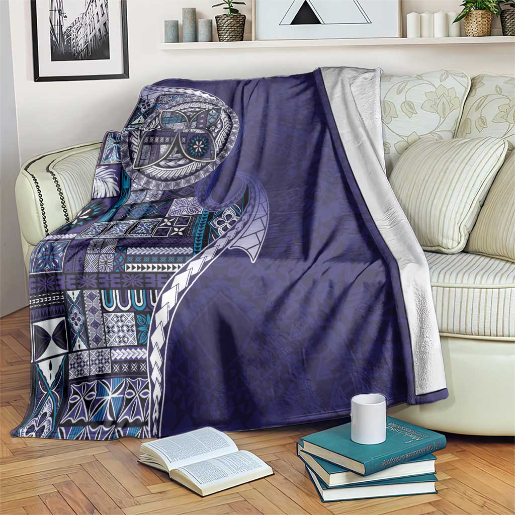 Samoan Siapo Art Tattoo Polynesian Pattern Blanket Navy Color LT03 Navy - Polynesian Pride
