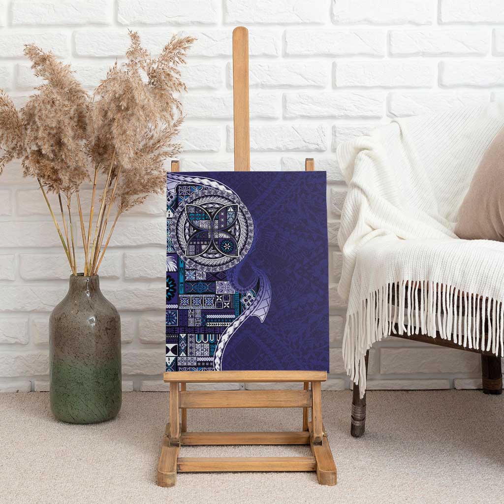 Samoan Siapo Art Tattoo Polynesian Pattern Canvas Wall Art Navy Color - Polynesian Pride