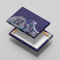 Samoan Siapo Art Tattoo Polynesian Pattern Canvas Wall Art Navy Color - Polynesian Pride