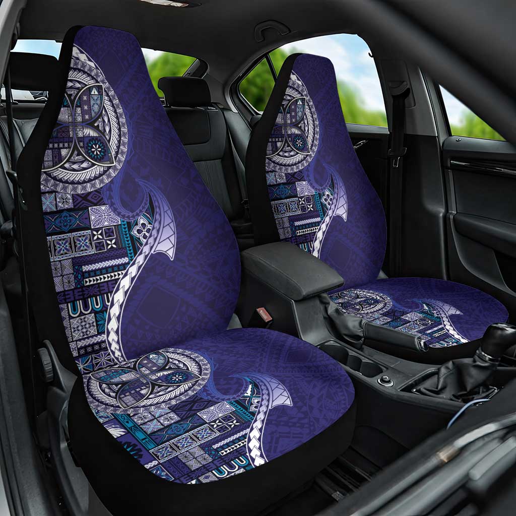 Samoan Siapo Art Tattoo Polynesian Pattern Car Seat Cover Navy Color - Polynesian Pride