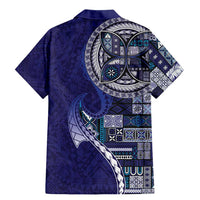 Samoan Siapo Art Tattoo Polynesian Pattern Family Matching Mermaid Dress and Hawaiian Shirt Navy Color - Polynesian Pride