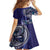 Samoan Siapo Art Tattoo Polynesian Pattern Family Matching Off Shoulder Short Dress and Hawaiian Shirt Navy Color - Polynesian Pride