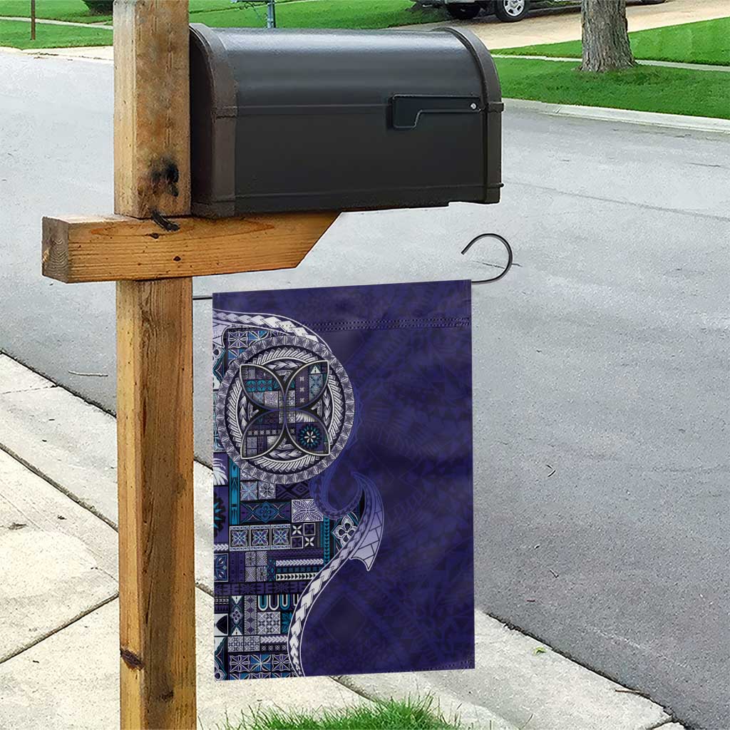 Samoan Siapo Art Tattoo Polynesian Pattern Garden Flag Navy Color - Polynesian Pride