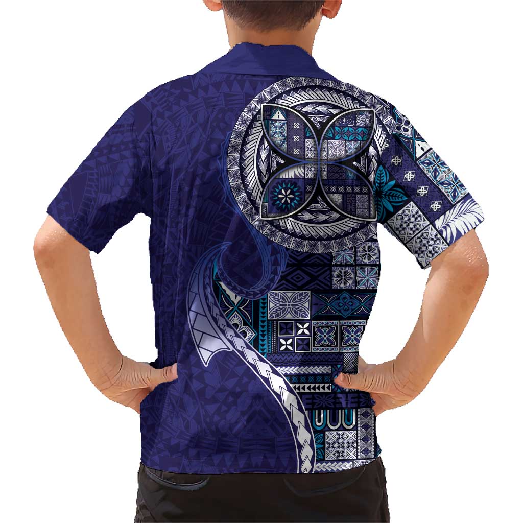 Samoan Siapo Art Tattoo Polynesian Pattern Hawaiian Shirt Navy Color - Polynesian Pride