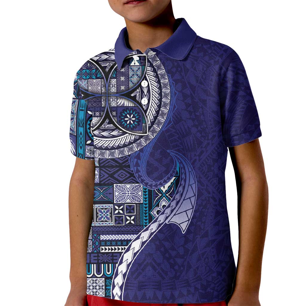 Samoan Siapo Art Tattoo Polynesian Pattern Kid Polo Shirt Navy Color LT03 Kid Navy - Polynesian Pride