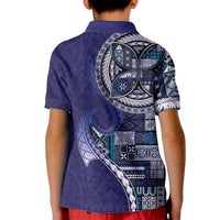 Samoan Siapo Art Tattoo Polynesian Pattern Kid Polo Shirt Navy Color - Polynesian Pride