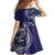 Samoan Siapo Art Tattoo Polynesian Pattern Kid Short Sleeve Dress Navy Color - Polynesian Pride