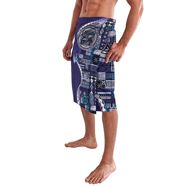 Samoan Siapo Art Tattoo Polynesian Pattern Lavalava Navy Color LT03