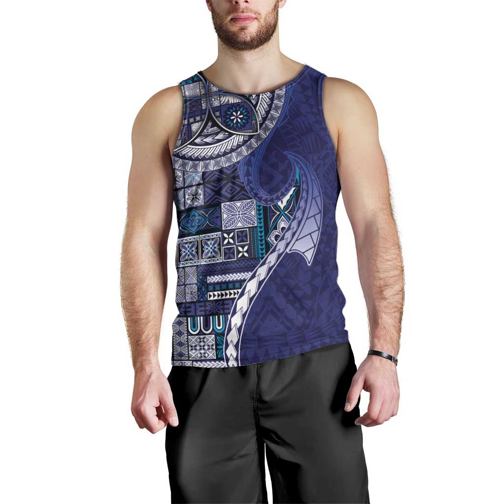 Samoan Siapo Art Tattoo Polynesian Pattern Men Tank Top Navy Color - Polynesian Pride