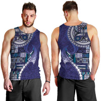 Samoan Siapo Art Tattoo Polynesian Pattern Men Tank Top Navy Color - Polynesian Pride