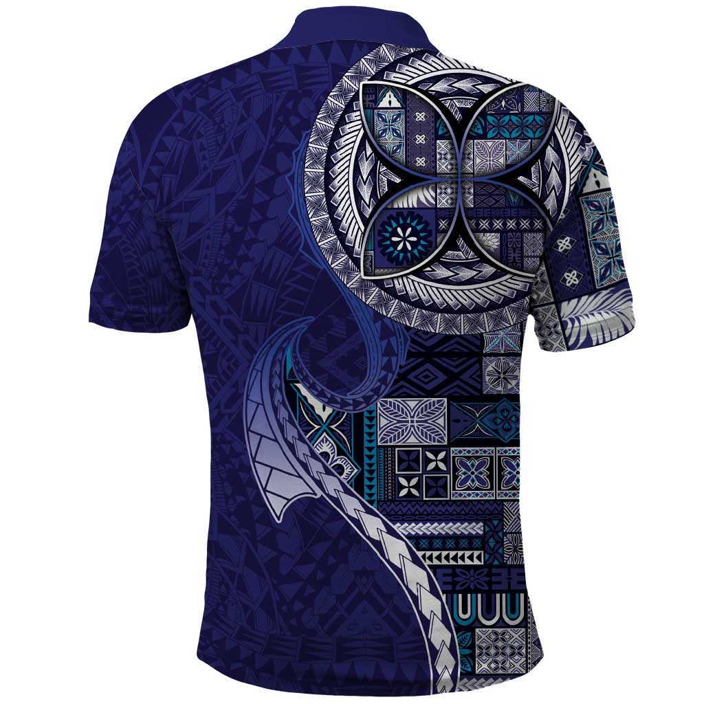 Samoan Siapo Art Tattoo Polynesian Pattern Polo Shirt Navy Color - Polynesian Pride