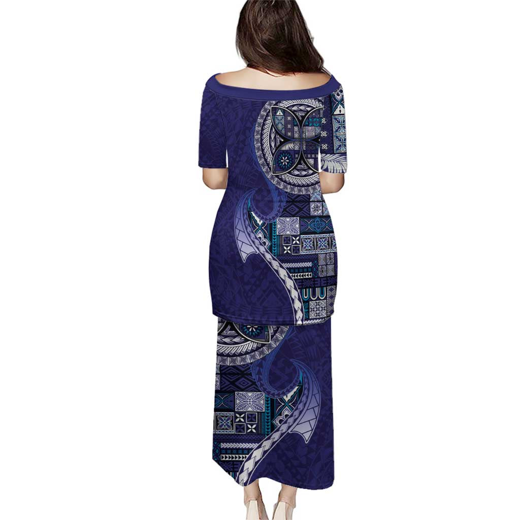 Samoan Siapo Art Tattoo Polynesian Pattern Puletasi Navy Color - Polynesian Pride