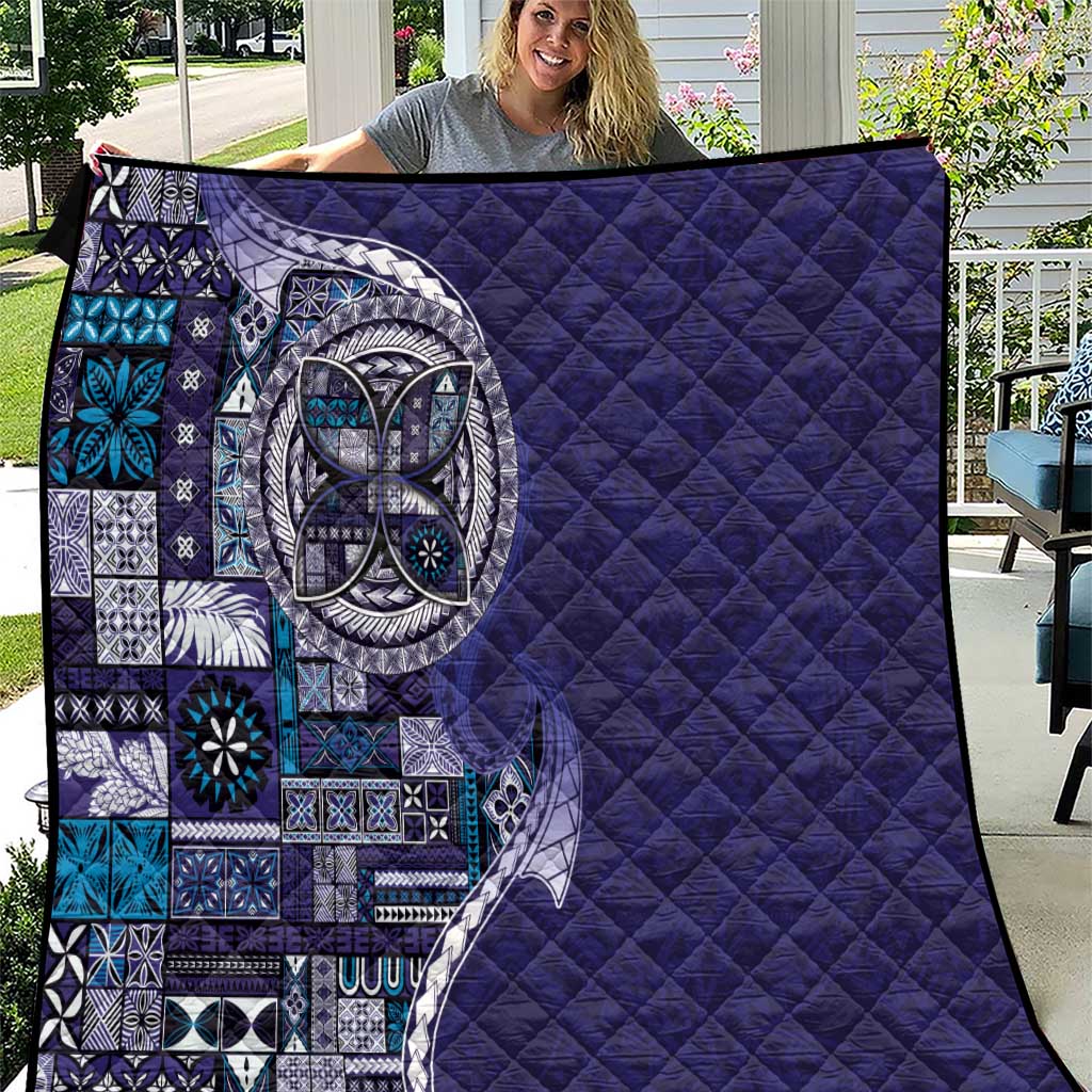 Samoan Siapo Art Tattoo Polynesian Pattern Quilt Navy Color LT03 Navy - Polynesian Pride
