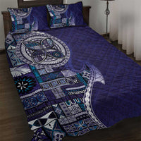 Samoan Siapo Art Tattoo Polynesian Pattern Quilt Bed Set Navy Color - Polynesian Pride