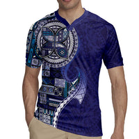 Samoan Siapo Art Tattoo Polynesian Pattern Rugby Jersey Navy Color - Polynesian Pride