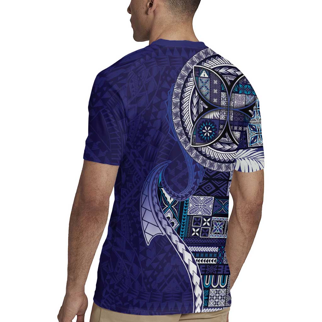 Samoan Siapo Art Tattoo Polynesian Pattern Rugby Jersey Navy Color - Polynesian Pride