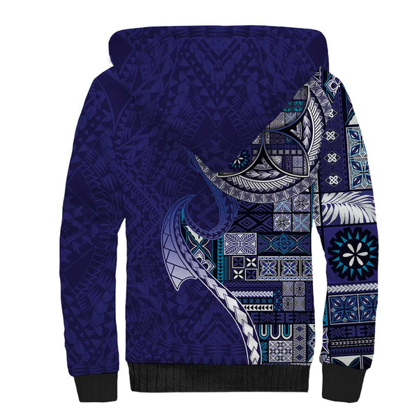 Vanuatu Sherpa Hoodie Polynesia Tribal Pattern With Map
