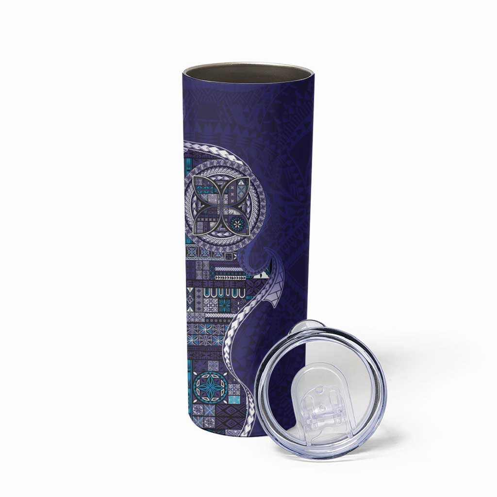 Samoan Siapo Art Tattoo Polynesian Pattern Skinny Tumbler Navy Color LT03 - Polynesian Pride