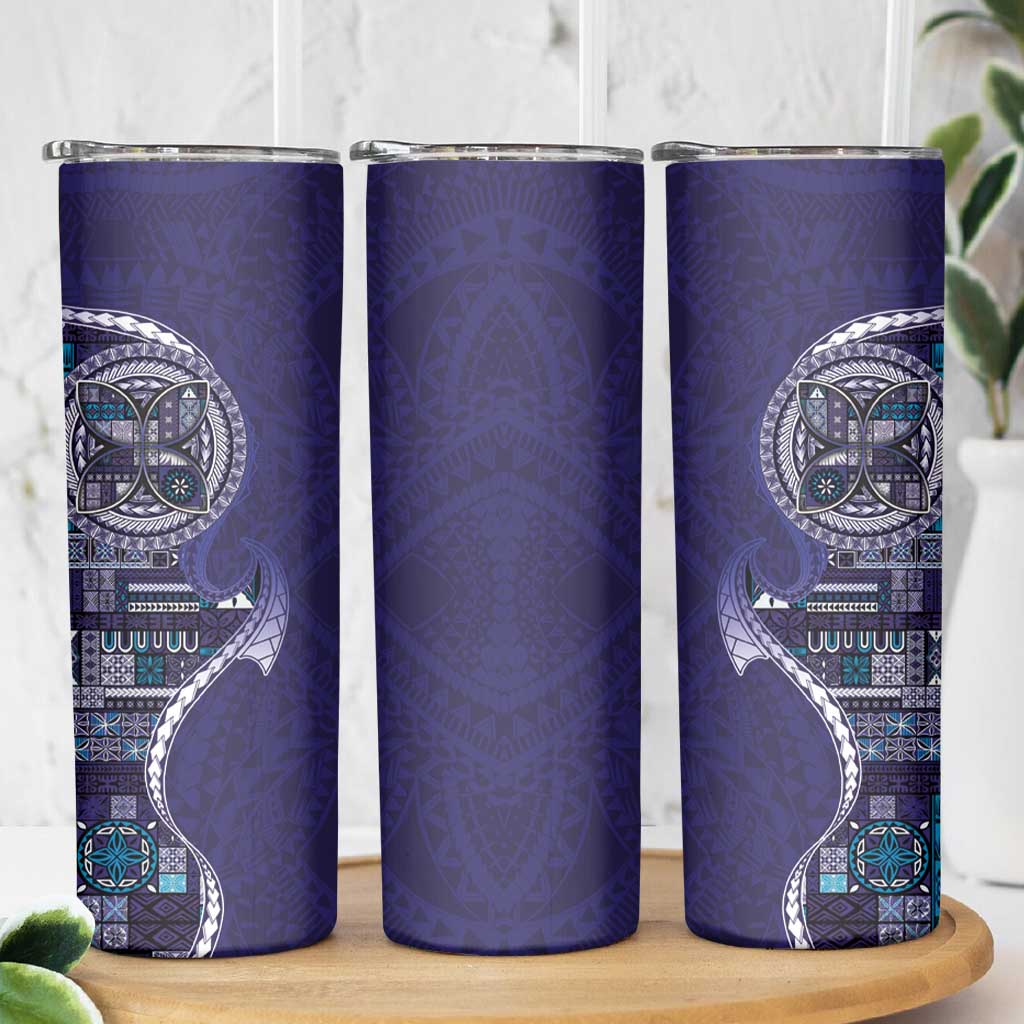 Samoan Siapo Art Tattoo Polynesian Pattern Skinny Tumbler Navy Color LT03 - Polynesian Pride
