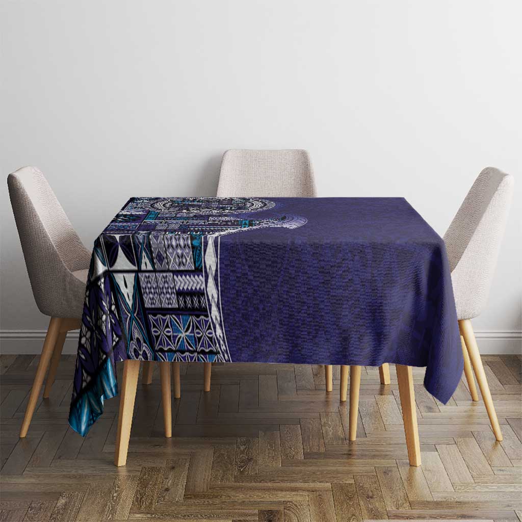 Samoan Siapo Art Tattoo Polynesian Pattern Tablecloth Navy Color - Polynesian Pride