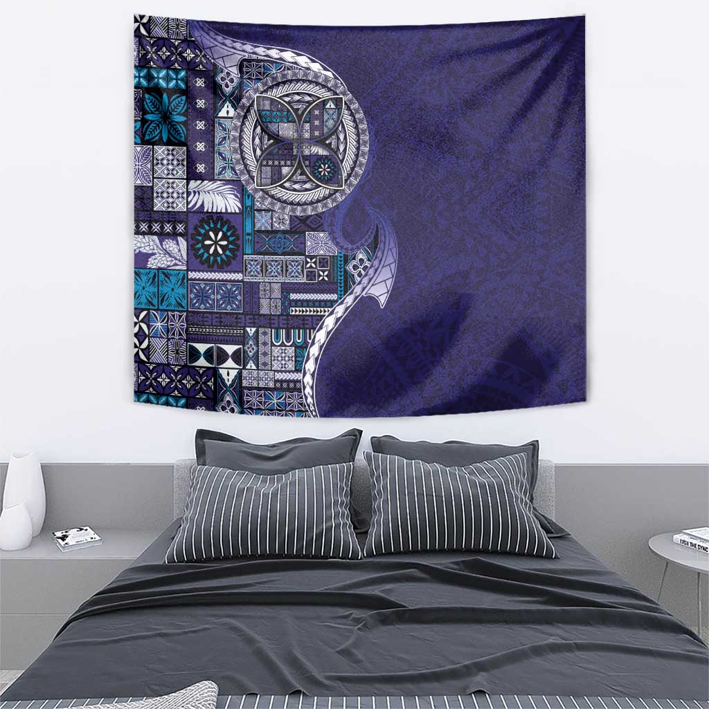 Samoan Siapo Art Tattoo Polynesian Pattern Tapestry Navy Color LT03 - Polynesian Pride
