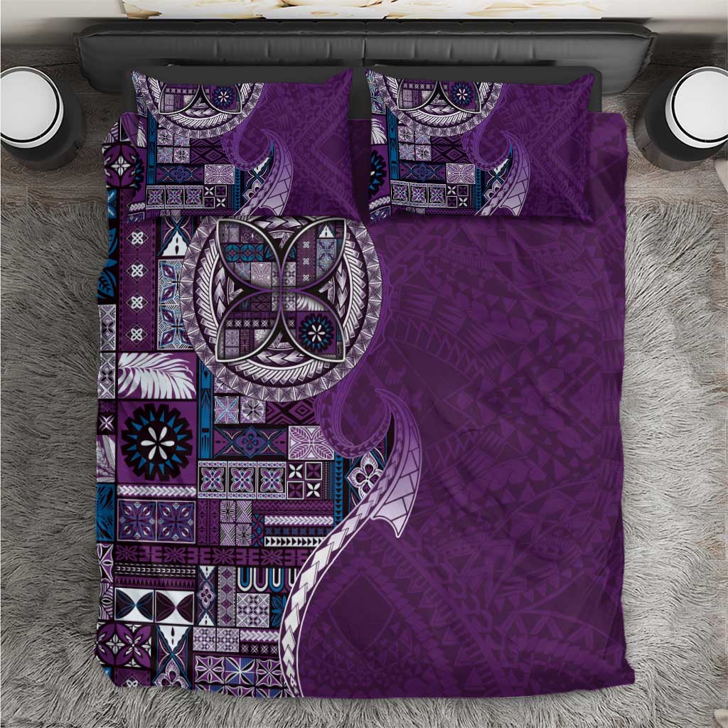 Samoan Siapo Art Tattoo Polynesian Pattern Bedding Set Purple Color - Polynesian Pride