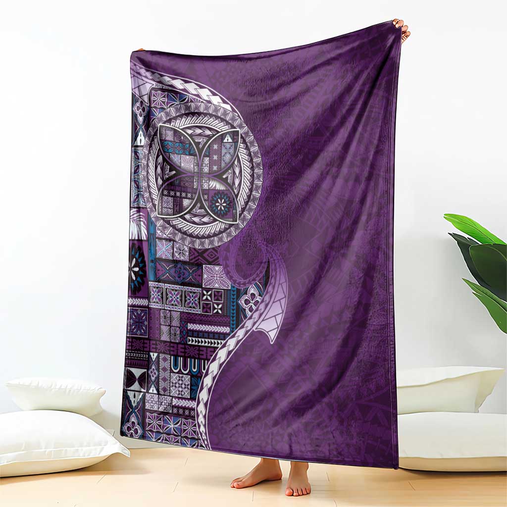 Samoan Siapo Art Tattoo Polynesian Pattern Blanket Purple Color - Polynesian Pride