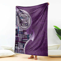 Samoan Siapo Art Tattoo Polynesian Pattern Blanket Purple Color - Polynesian Pride