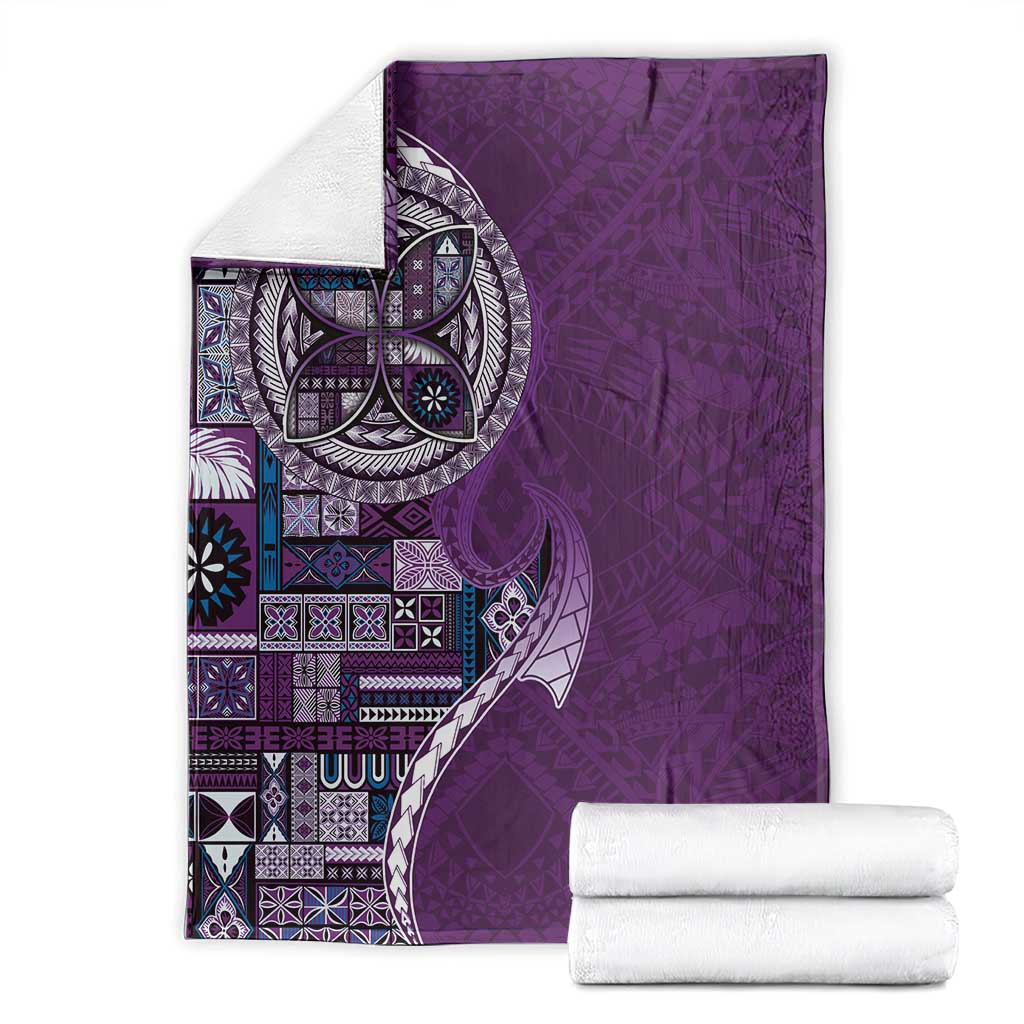 Samoan Siapo Art Tattoo Polynesian Pattern Blanket Purple Color - Polynesian Pride